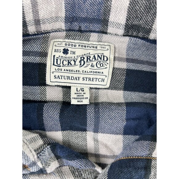 LUCKY BRAND Men’s Snap Long-Sleeve Saturday Stretch Flannel Plaid Shirt Large - Picture 2 of 6